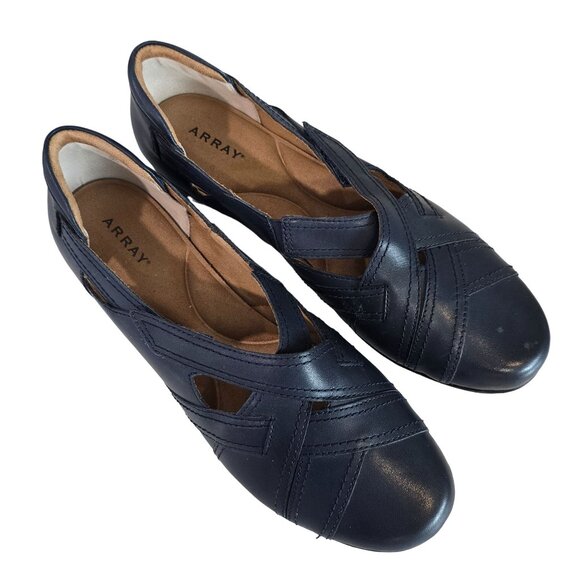 Array Cheyn Wale navy Loafer size12 Leather Upper Slip-On Shoes Cutout Design - Picture 9 of 9